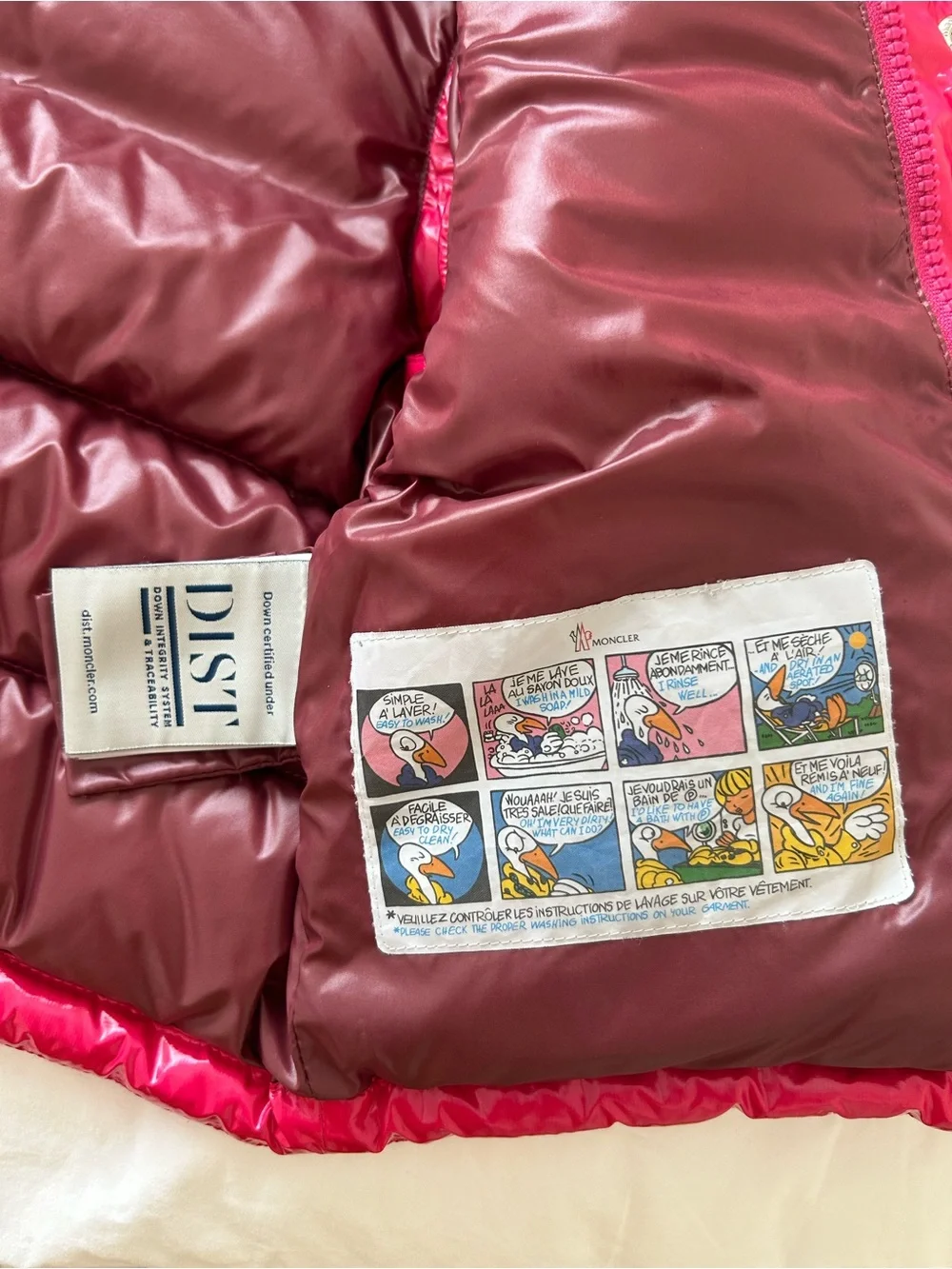 Moncler Kids Shiny Pink Quilted Puffer Jacket with Hood/Size 4 Girls/Vest